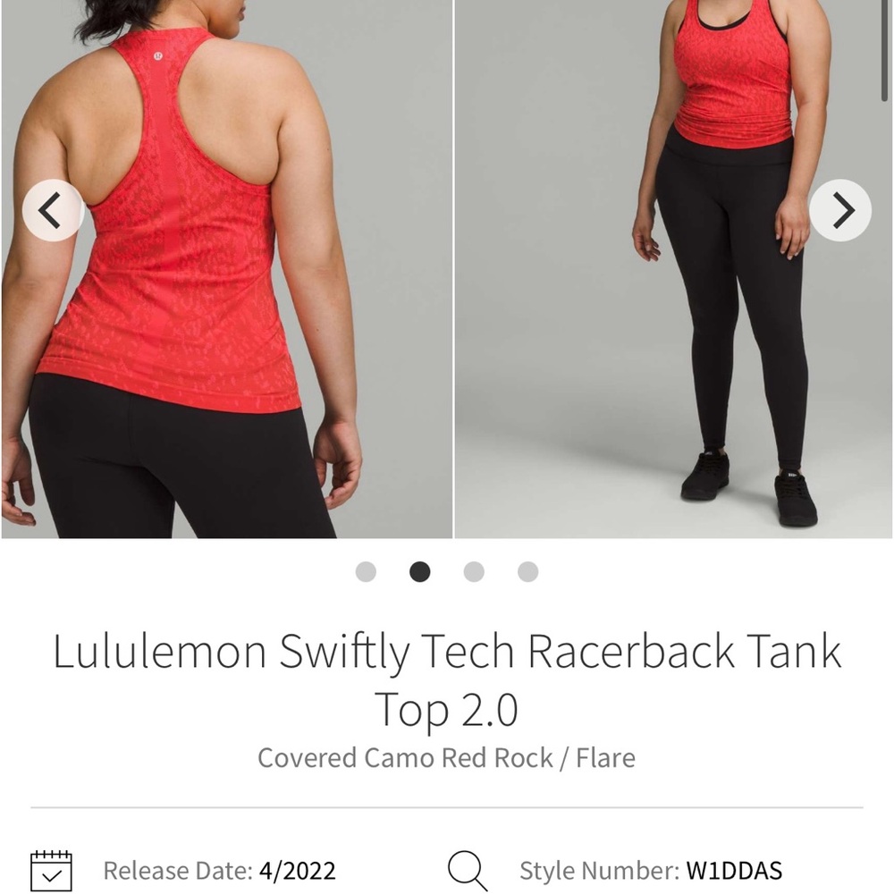 Lululemon Women’s Swiftly Tech Racerback Tank Top Camo Red Rock/Flare - cheetah - Picture 3 of 5